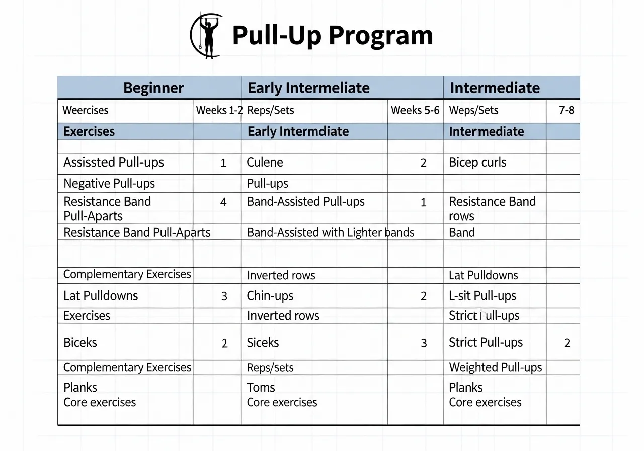 pull-up 8-week program beginner intermediate weekly table volume recommendations