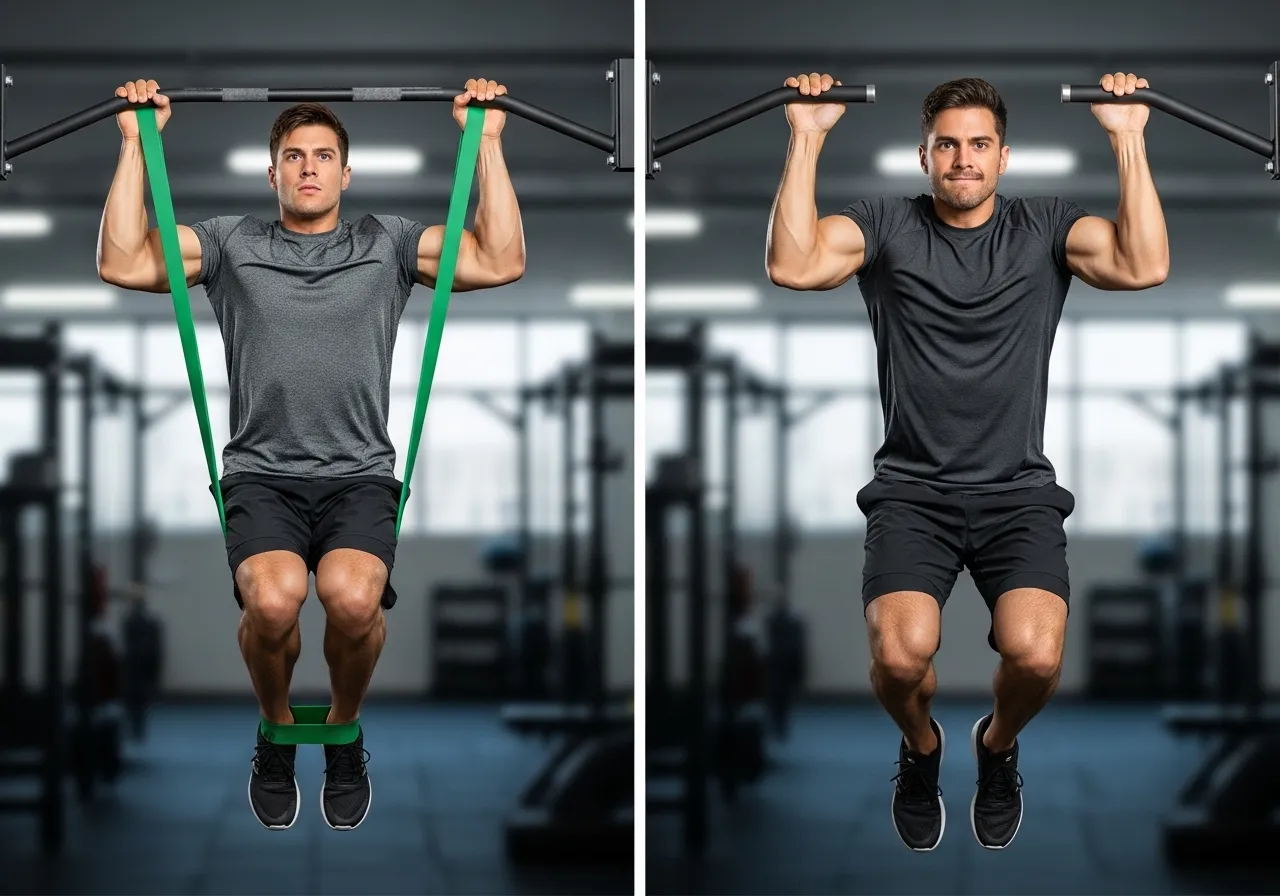 pull-up progression band assisted negative reps