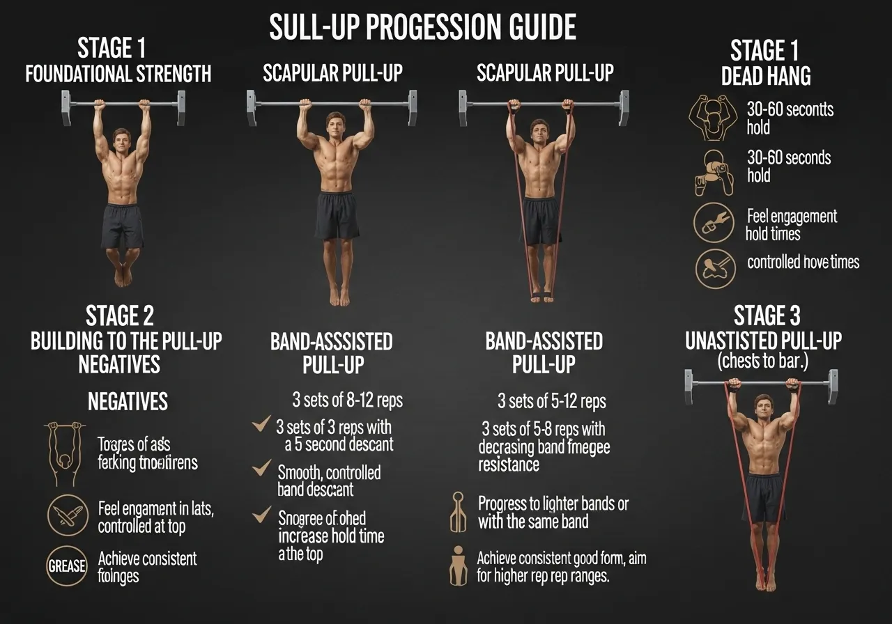 pull-up progressions dead hang scapular negative band-assisted grease groove weighted