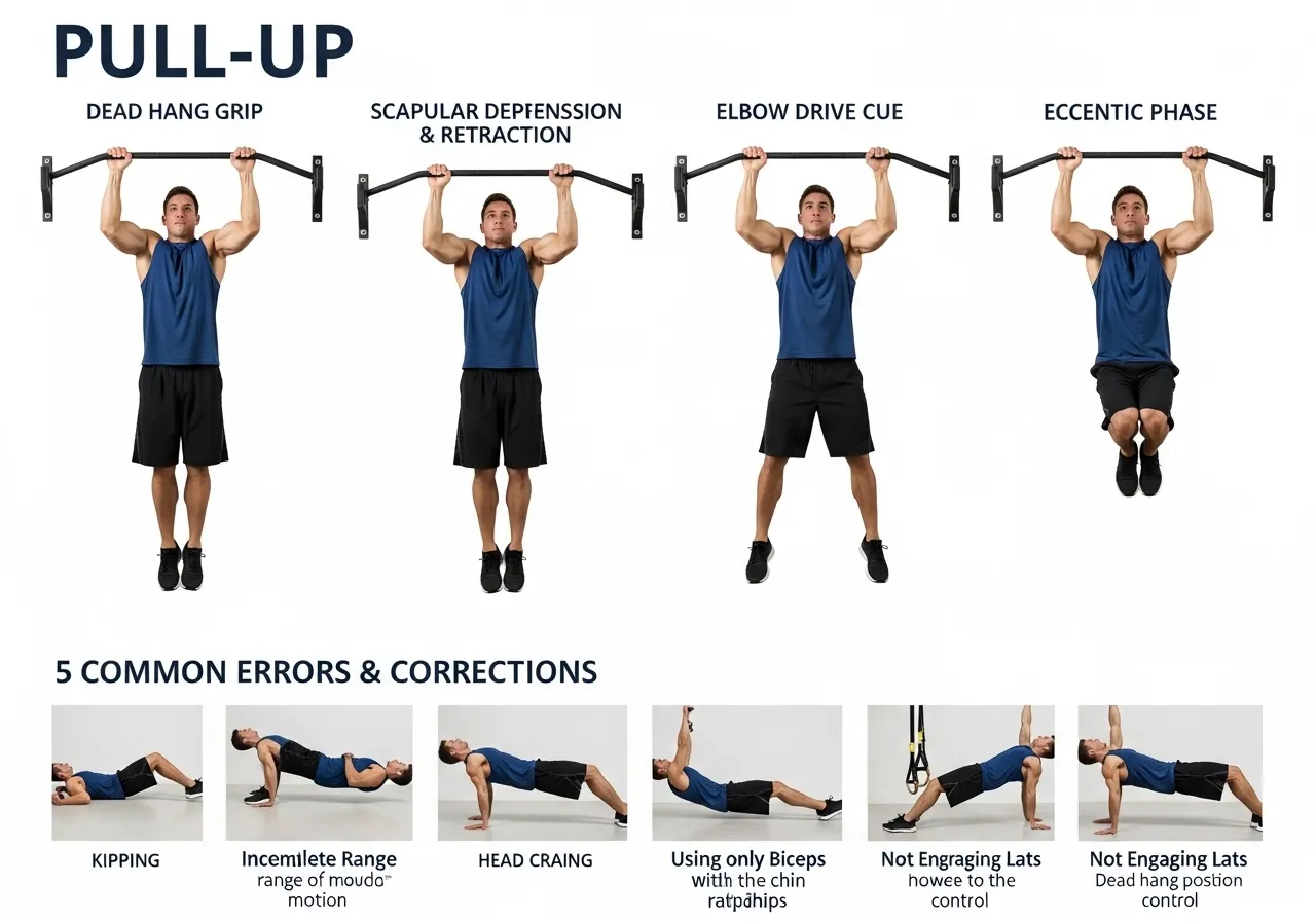 pull-up technique setup dead hang scapular depression retraction elbow drive errors table