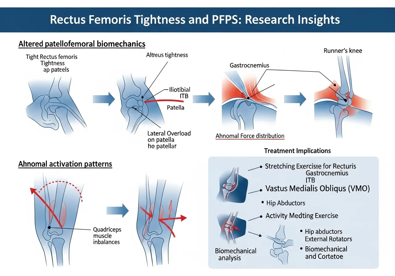 rectus femoris PFPS research tightness association anterior knee pain patellofemoral biomechanics runners muscle activation
