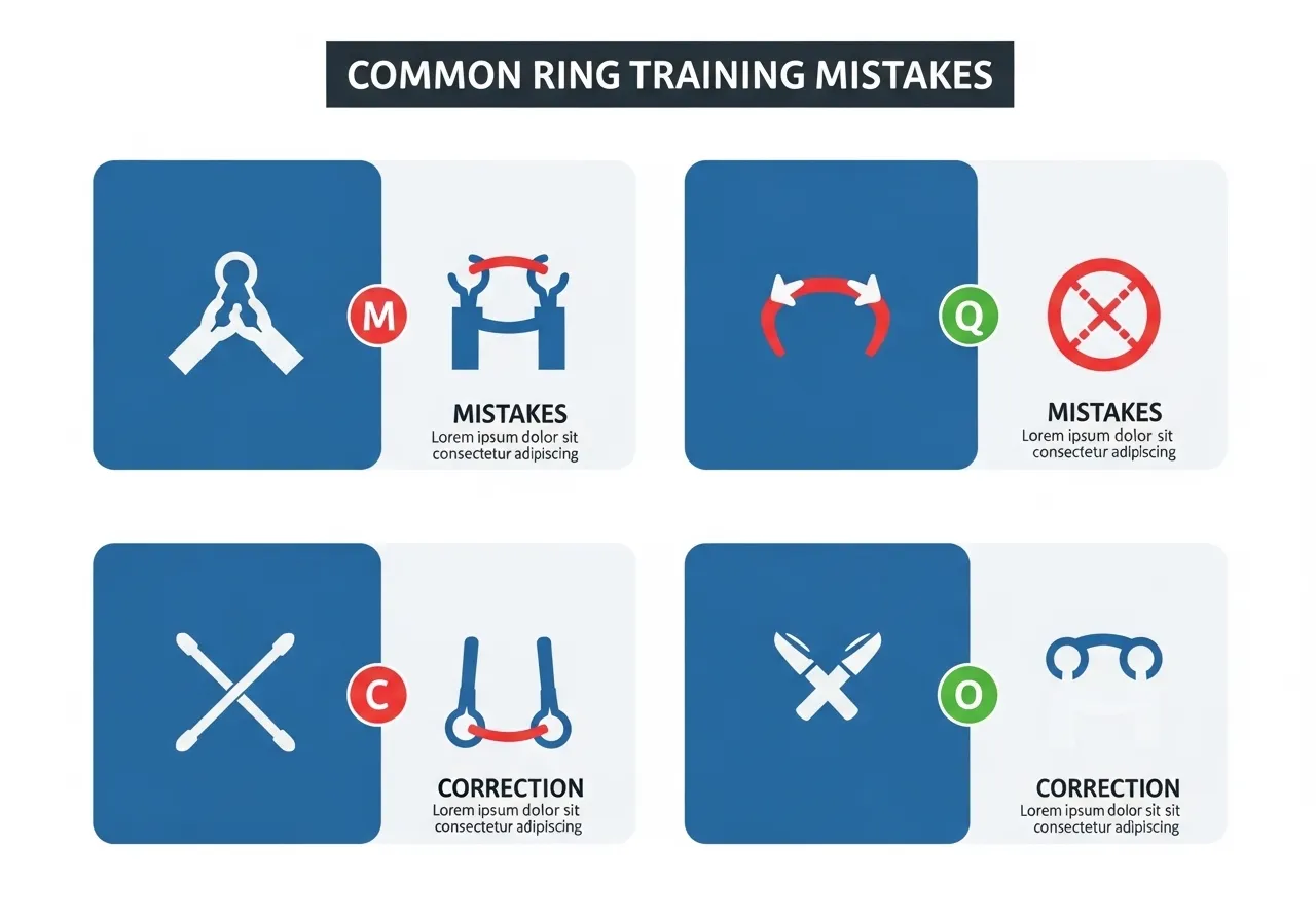 ring training errors no turn-out early muscle-up replacing loaded work no progressive structure corrections