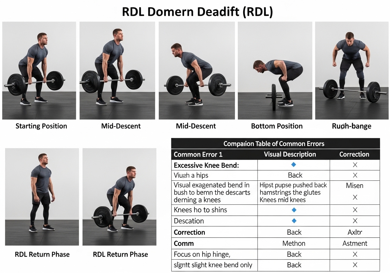 Romanian deadlift technique steps common errors corrections table