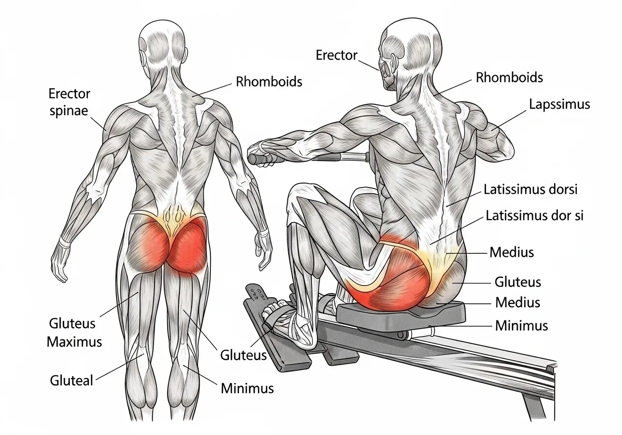 rowing machine muscles worked full body posterior chain cardiovascular