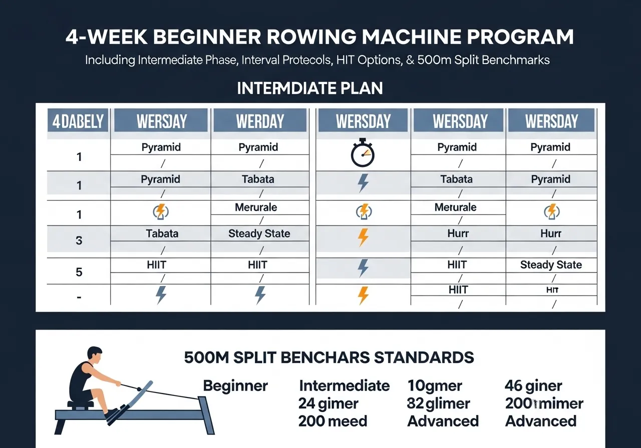 rowing programming beginner 4 week plan intermediate intervals HIIT protocols