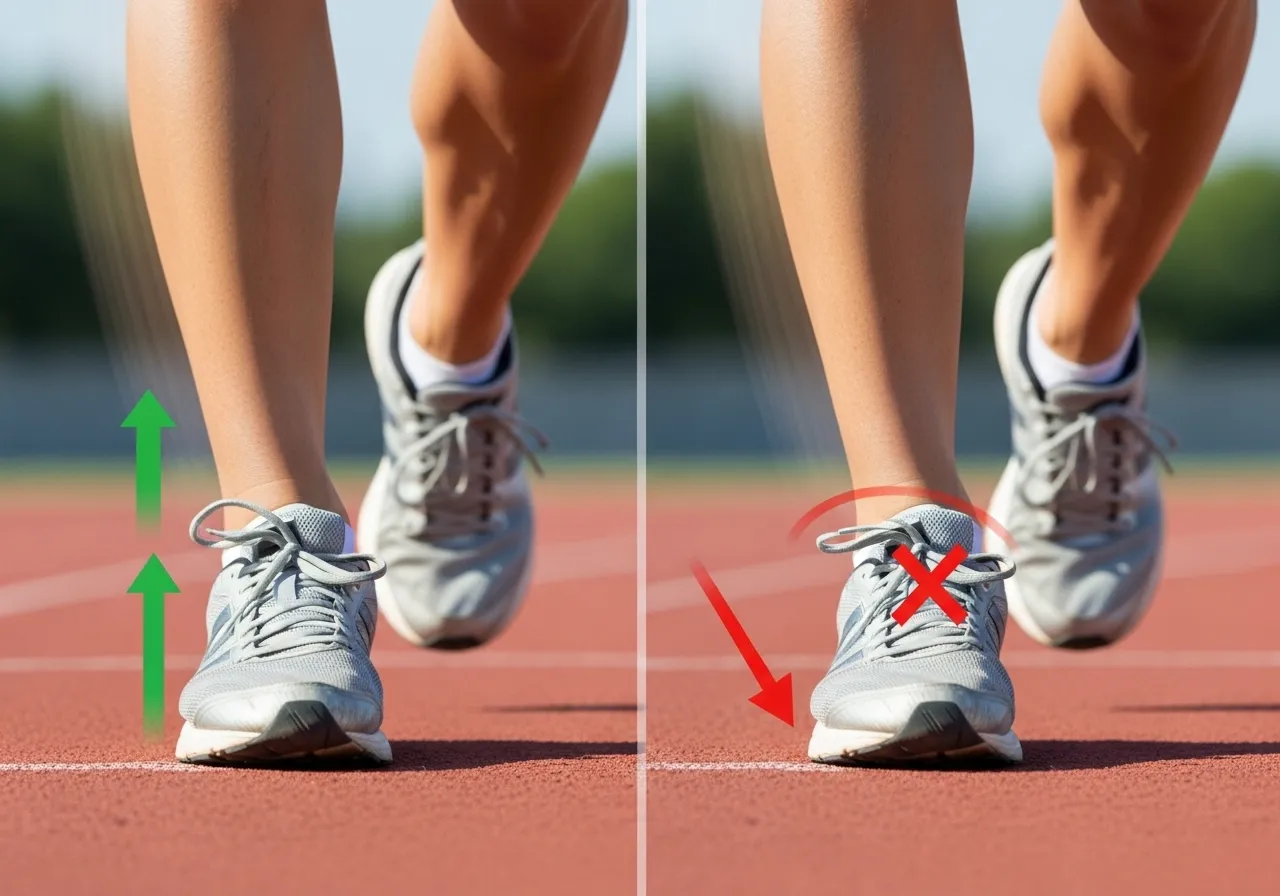 running mechanics ankle dorsiflexion stride shin splints knee pain