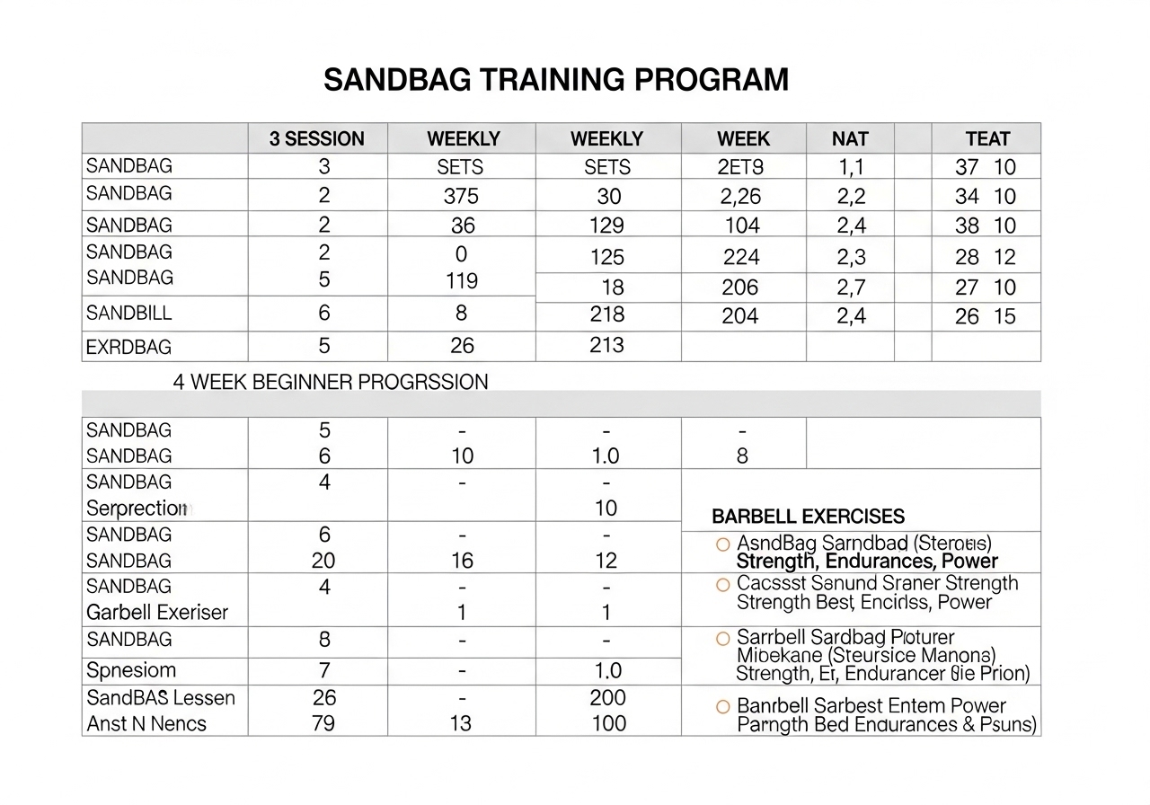 sandbag 3 day program 4 week beginner plan barbell integration