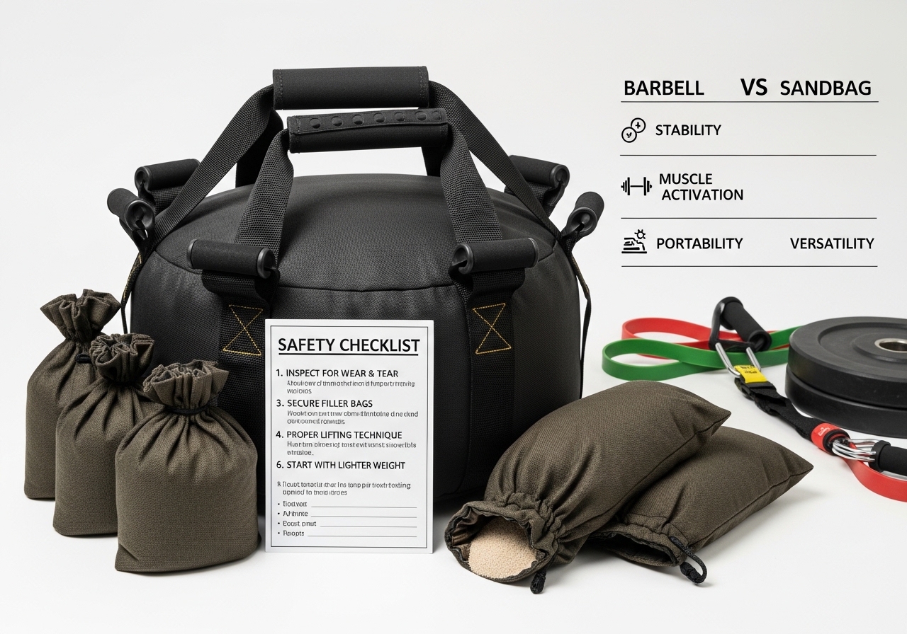 sandbag equipment selection safety progressive overload barbell comparison