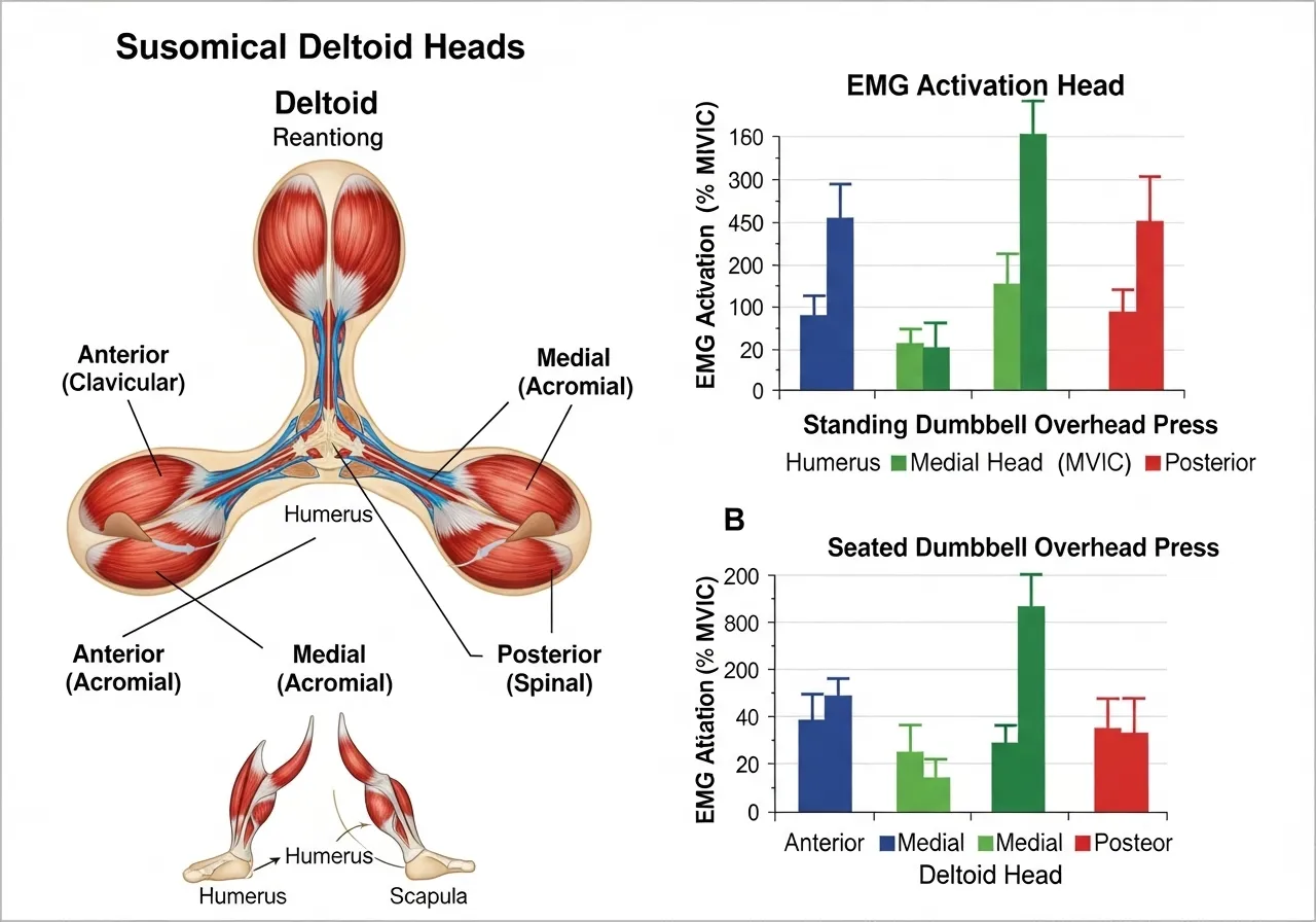 shoulder press muscles anterior medial posterior deltoid anatomy standing seated research