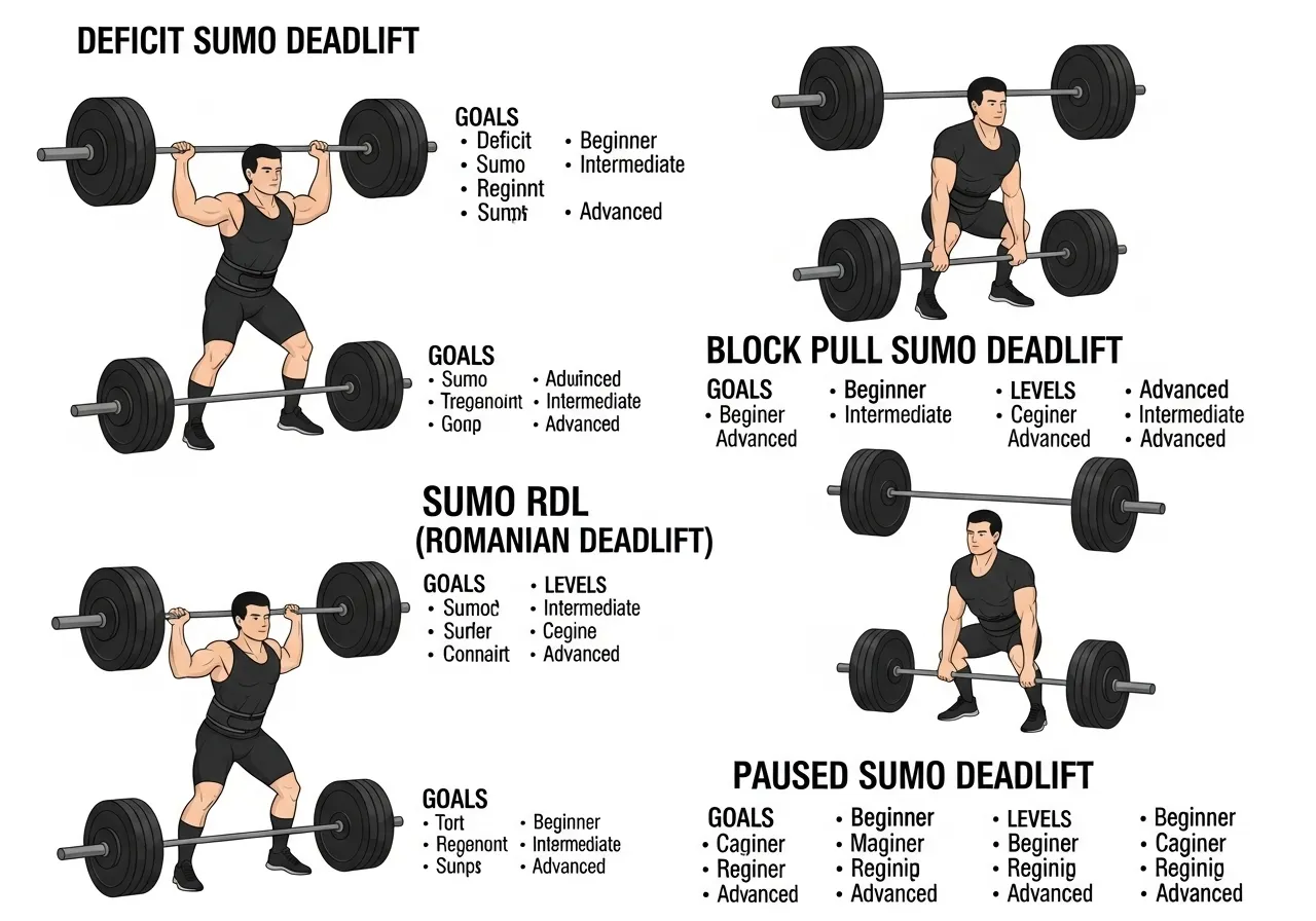 sumo deadlift variations deficit block pull sumo RDL paused goals levels