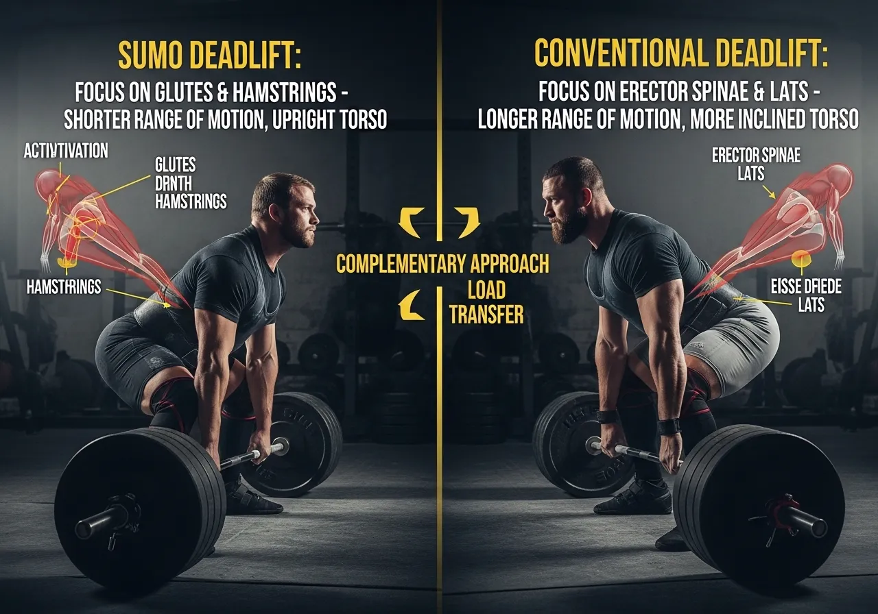 sumo vs conventional which primary posterior chain goals case for each complementary approach load transfer