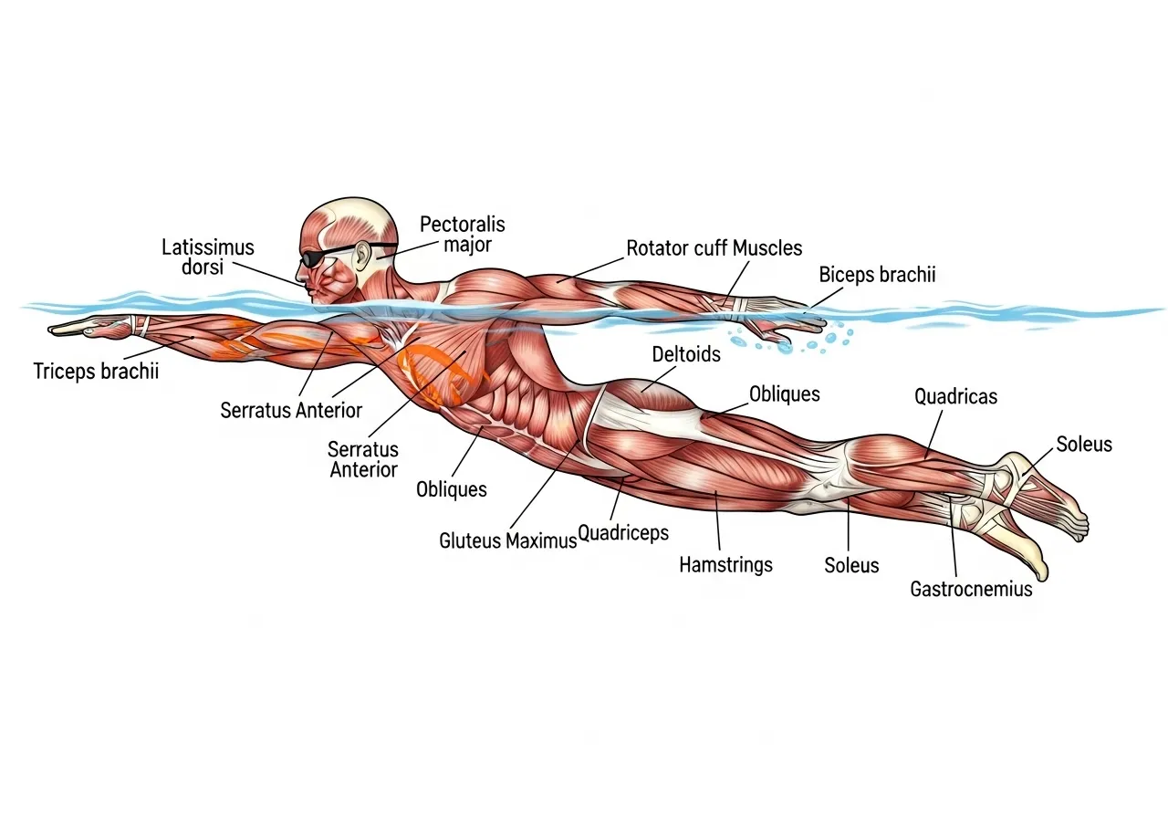swimming muscles worked full body freestyle stroke
