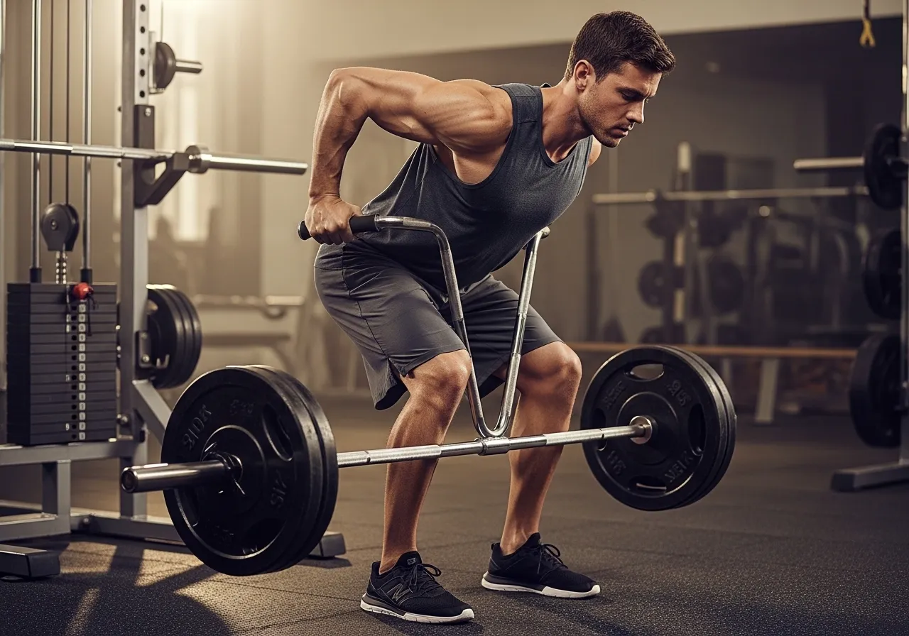 T-bar row technique setup foot position scapular retraction initiation elbow behind torso full retraction end position