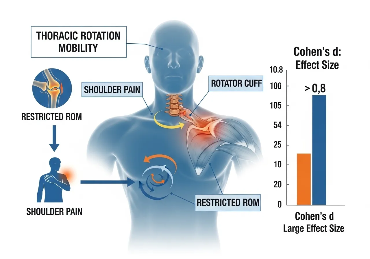 thoracic rotation mobility shoulder pain research rotator cuff restricted ROM Cohen's d large effect size