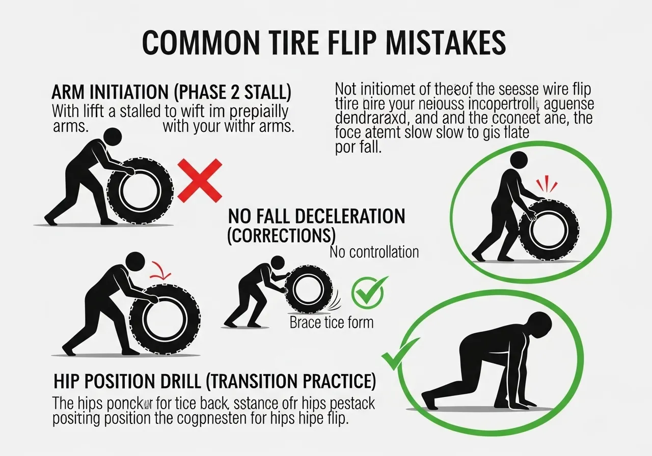 tire flip errors arm initiation Phase 2 miss no fall deceleration corrections fixes technique drills