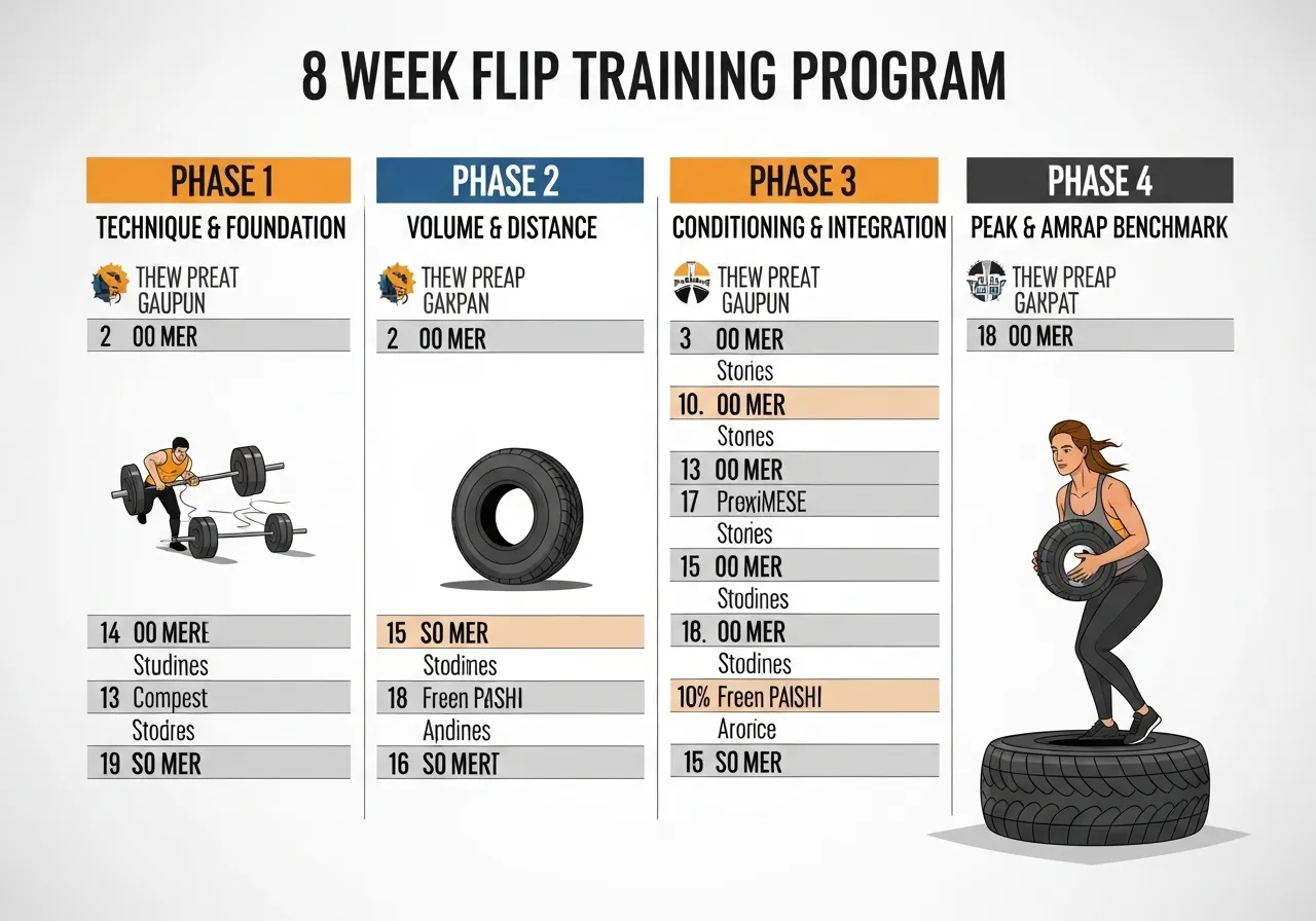 tire flip programming volume sets reps tire selection distance schemes 8 week plan four phases