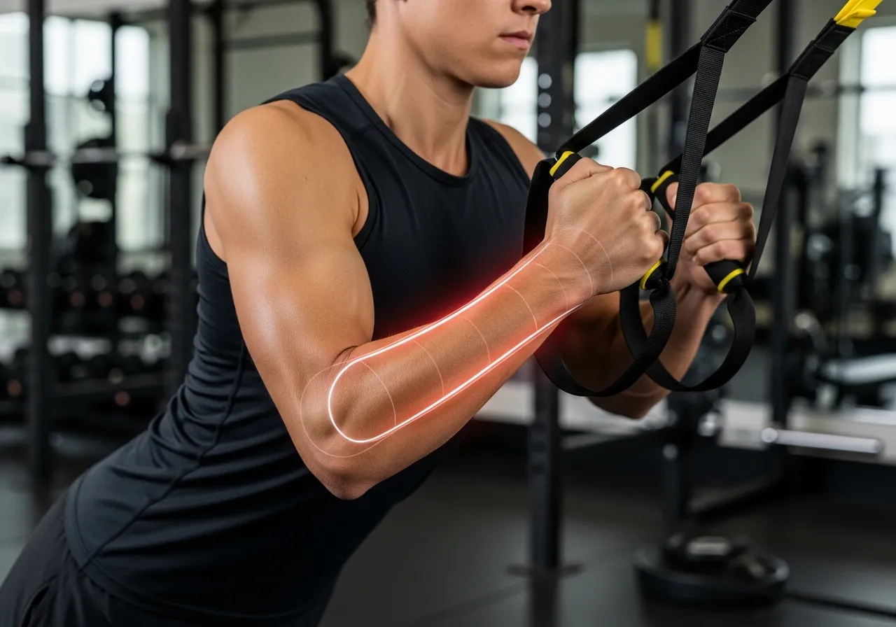 TRX row back exercise upper body pulling