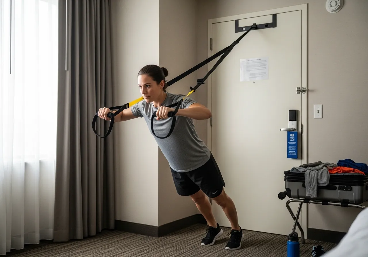 TRX travel workout hotel room portable fitness