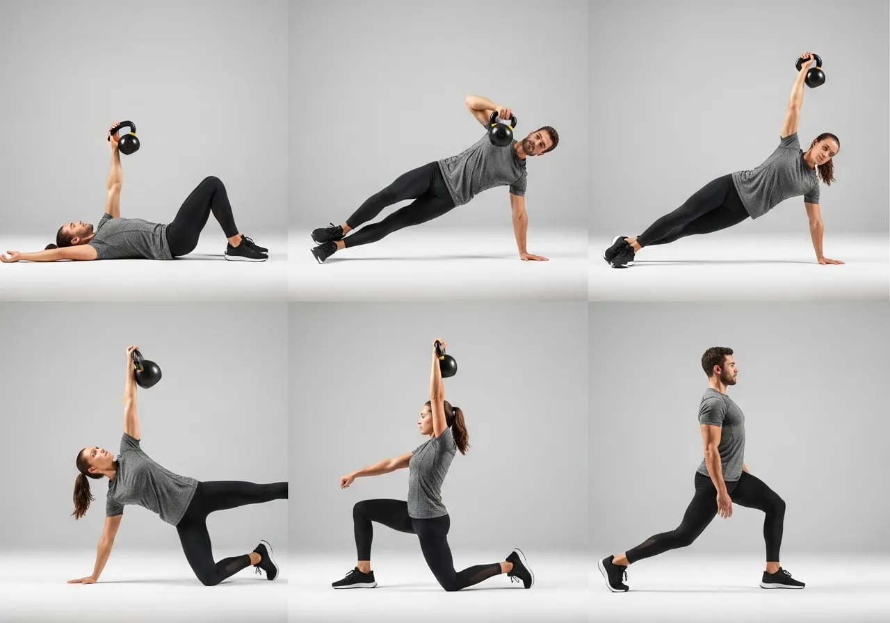 Turkish get up sequence floor to standing kettlebell overhead stability