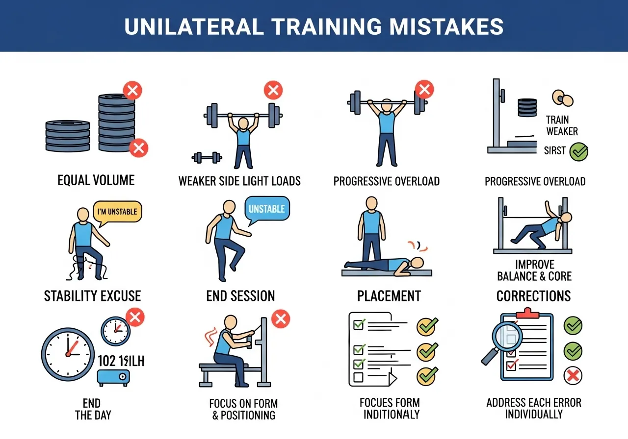 unilateral training mistakes equal volume wrong side weaker load excuse end session placement errors