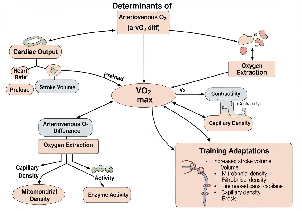 VO2 max physiology cardiac output stroke volume mitochondria oxygen extraction