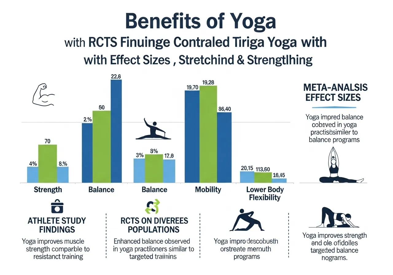 yoga evidence benefits functional fitness RCT meta-analysis strength balance flexibility