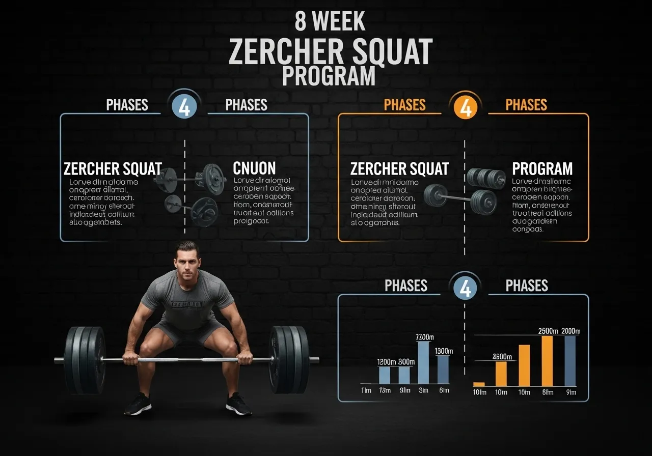 Zercher squat programme placement load selection 8 week four phases pattern strength benchmark